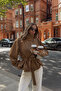 Imported Soft Textured Model Suede Jacket with Standing Collar and Belt Detail - 3