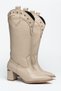 Dakota Women's Beige Leather Studded Detailed Pointed Toe Western Boots