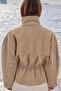 Imported Soft Textured Model Suede Jacket with Standing Collar and Belt Detail - 4