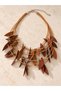 Tan and Brown Leather Leaf Multi-Strand Necklace - 2