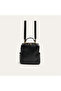 Women's Black Leather Look Backpack