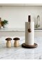 Natural Wood Cork Design Salt Shaker, Pepper Shaker and Roll Paper Towel Holder Set - 2