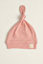 Interlock Cute Bear Embroidered 0-6 Months Top-Tie Knotted 100% Cotton Baby Beanie Hat