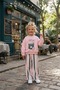 Girls' Pink Cotton 3-Yarn Sweatshirt Striped Pants Set 2-8 Years