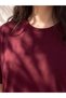 Two Mt Shop Quality Lcw Curve Burgundy Interlock Plain Standard & Regular Short Sleeve Women's T-Shirt - 2