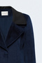 Slim Fit Velvet Jacket - Navy Blue - 4
