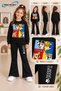 Winter, Spring, and Autumn Girls' Black Spanish Flared Bottoms and Black Sweat Top - 2