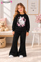 Winter, Spring, and Autumn Girls' Black Spanish Flared Bottoms and Black Sweat Top