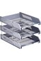 FSOT10431GY Plastic File Trays for A4 Documents 3-Pieces Set, Grey