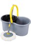 Grey 360° Spin Bucket Mop Set with 4 Easy Wheels - Adjustable Telescopic Handle, Durable Microfiber
