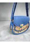 Bohemian Ethnic Patterned Blue Suede Women's Shoulder Bag - 4