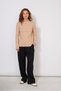 Half Fishmen Collar Tricot Sweater with Sewing Detail in Camel - 2