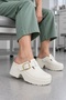 045 7 cm High Heeled Chef Hospital Doctor Nurse Women's Slippers Ecru - 3