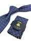 Navy Blue Motif Patterned Classic Tie with Handkerchief Kk14001 - 2