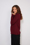 Half Fishmen Collar Tricot Sweater with Sewing Details Burgundy - 3