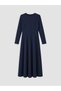 Two Mt Shop Quality Lcw Modest Navy Blue Combed Cotton Plain Standard & Regular Oval Neck Long Dress