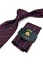 Classic Tie with Burgundy Line Pattern and Handkerchief Kk14030 - 2