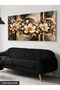 Golden Sparkling Marble Patterned Flower One Piece Canvas - Canvas Art Print - 3
