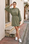 Women's Modal Fabric Hooded Drawstring Waist Sweatshirt Mini Dress - 5