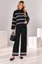 Women's comfortable fit knit set with striped detail - 2 piece