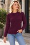 Women's Round Neck Long Sleeve Geometric Knit Patterned Stylish Comfortable Fit Soft Textured Casual Burgundy Knitwear Sweater - 6