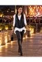 Women's Long Sleeve Asymmetrical Viscose Blouse Black Zippered Leather Look Vest Double Set - 4