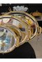 3-Piece Large Size 18/10 Stainless Steel Silver Micron Coating Gold Detail Multi-Purpose Tray Set - 7