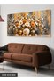 Gold Detailed Orange White Flowers One Piece Canvas - Canvas Painting - 3