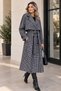 Belted Plaid Long Trench Coat A6250 Black