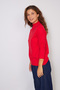 Half Fishmesh Collar Tricot Sweater with Sewing Details Red - 3