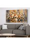 Gold Detailed Orange White Flowers One Piece Canvas - Canvas Painting - 4