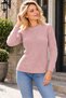 Women's Round Neck Long Sleeve Geometric Knit Patterned Stylish Comfortable Fit Soft Textured Daily Powder Knitwear Sweater - 7
