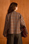 Plaid Court Collar Wide Sleeve Shirt Gray - 6