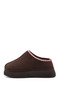 Women's Brown Suede W Tazz Thick Soled Fur Slippers - 5