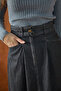 Double Belted Denim Skirt Black - 3