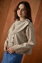 Double-Breasted Collar Button Detailed Blouse Beige - 4