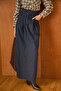 Double Belted Denim Skirt Dark Blue - 5