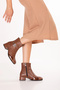 Genuine Leather Short Heeled Office Boots Vdt.77 Walnut