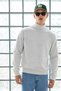 Men's Turtleneck Basic Knitwear Light Gray Sweater