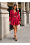 Women's Long Sleeve Double Breasted Collar Chain Detailed Short Janjan Crepe Dress - 4