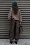 Bitter Brown Plaid Patterned Elastic Waist Balloon Pants Mg2905 - 7