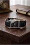 Tank Men's Quadrangle Leather Strap Wristwatch - 2