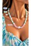 Colorful Selenite and Pink Quartz Stone Pearl Women's Design Necklace