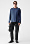 Gravs men's 100% cotton soft fabric round neck long sleeve navy blue t-shirt - 5