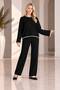 Women's comfortable fit collar patterned knit 2-piece set
