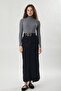 Cross Cut Denim Skirt Black