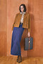 Cross Cut Denim Skirt Dark Blue - 2