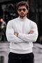 Men's Half-High Collar Light Gray Sweater - 5