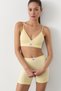 Wellsy Women's Seamless Soft Breathable Flexible Yellow Top and Bottom Set