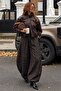 Bitter Brown Plaid Patterned Elastic Waist Balloon Pants Mg2905 - 5